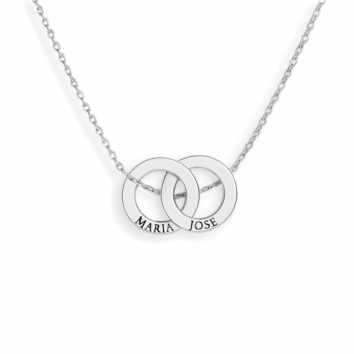 Collana con scatola di rose vere e cerchi intrecciati