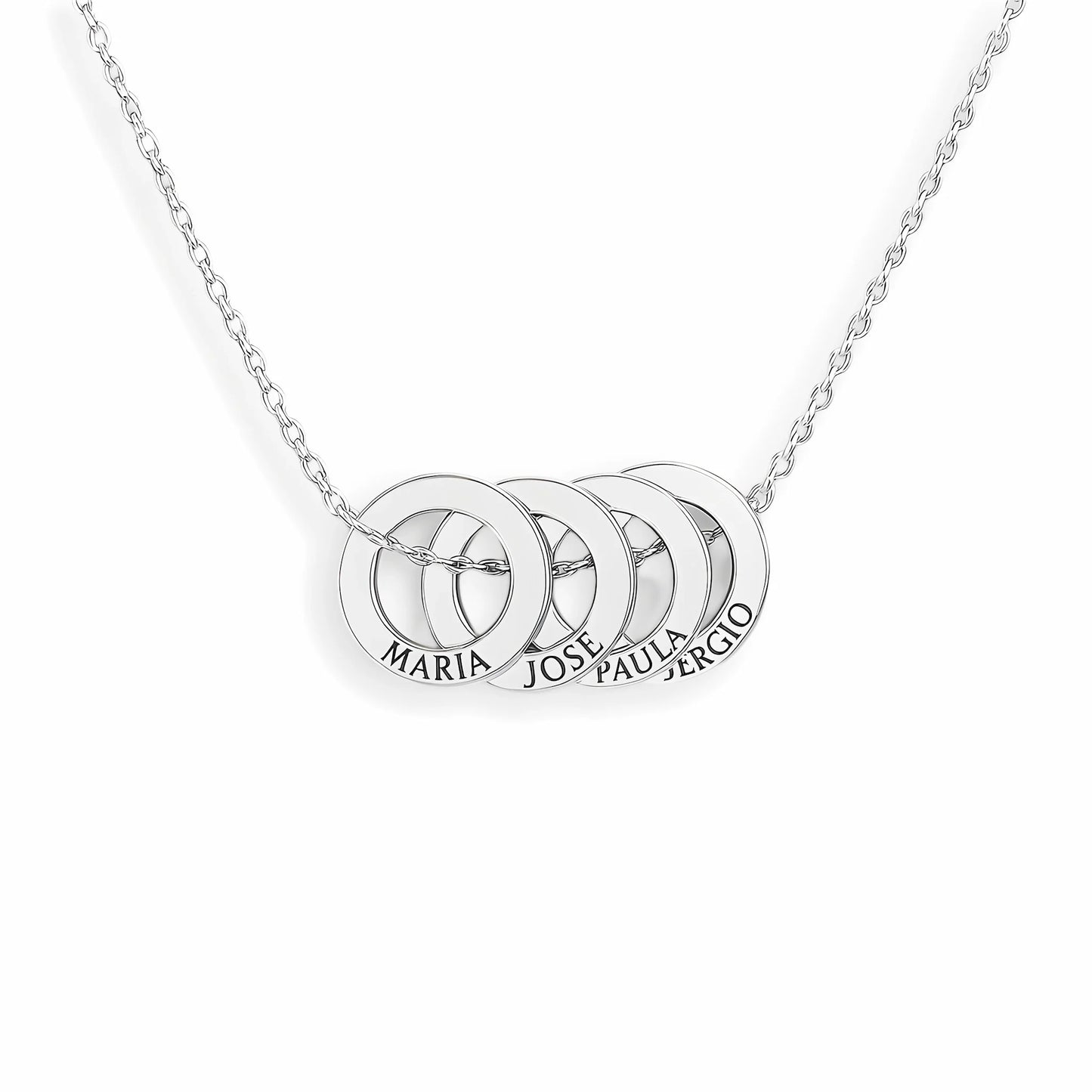 Collana con scatola di rose vere e cerchi intrecciati