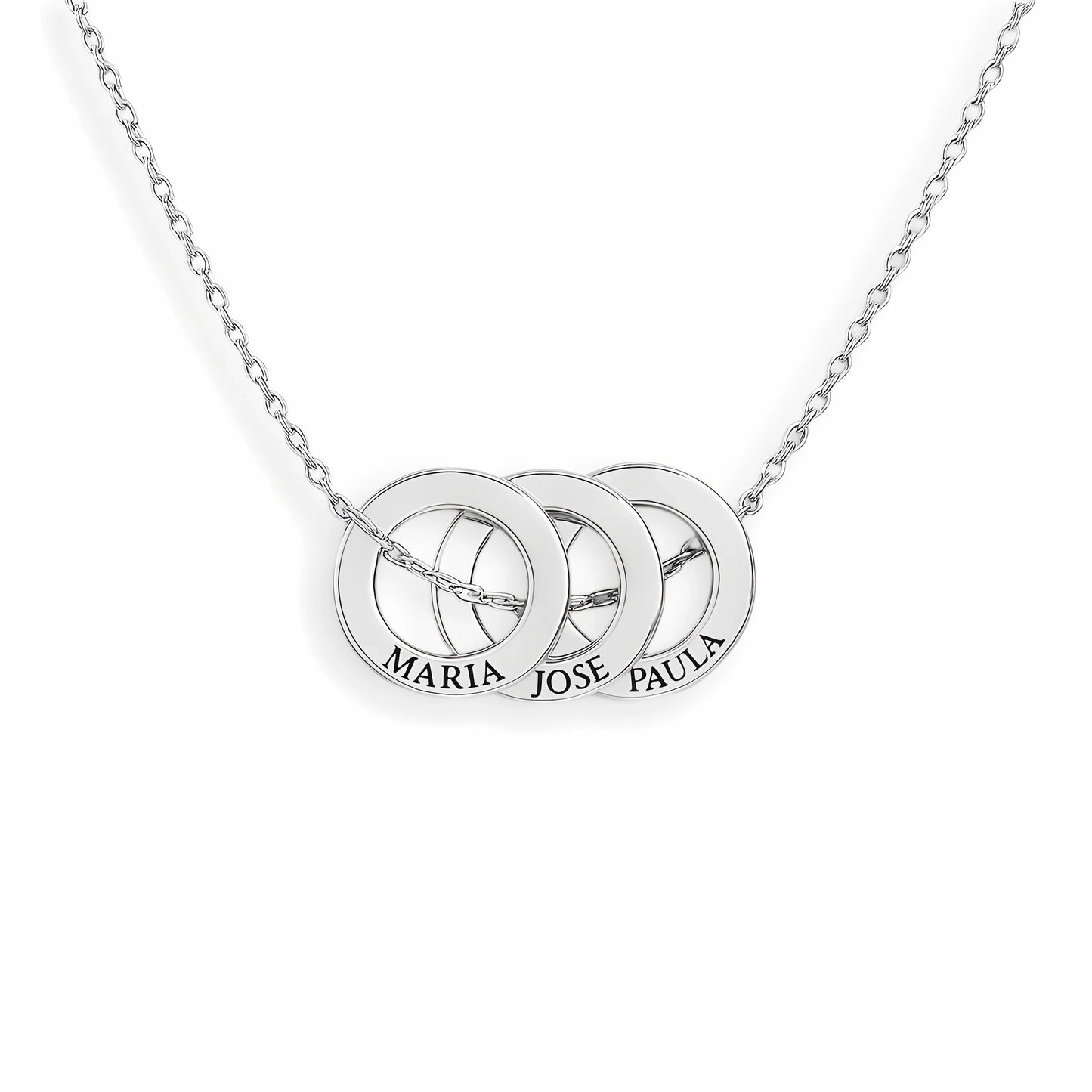 Collana con scatola di rose vere e cerchi intrecciati