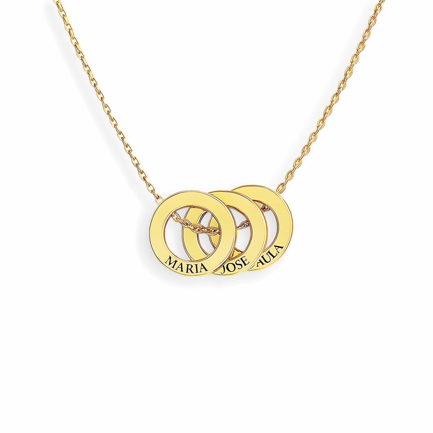 Collana con scatola di rose vere e cerchi intrecciati