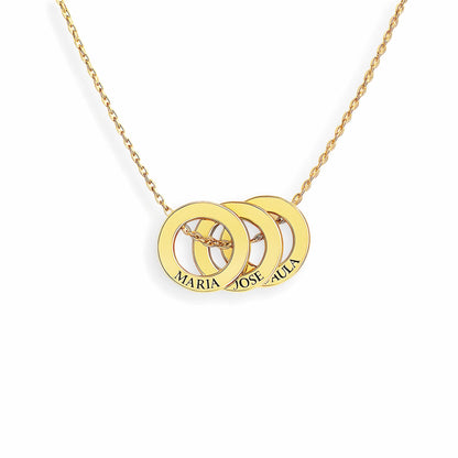 Collana con scatola di rose vere e cerchi intrecciati