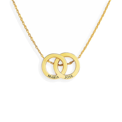 Collana con scatola di rose vere e cerchi intrecciati