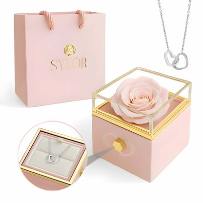 Real Rose Box & Personalized Necklace