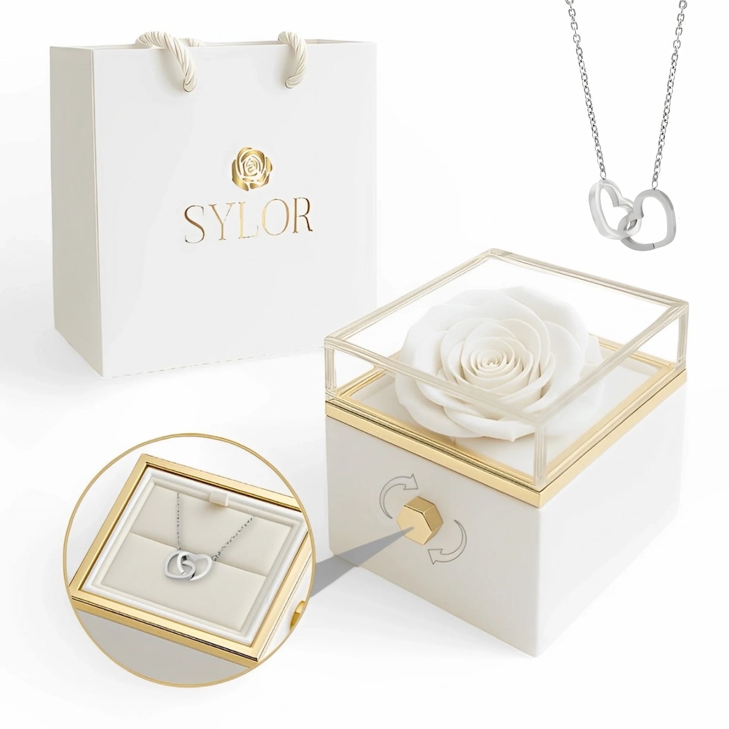 Real Rose Box & Personalized Necklace
