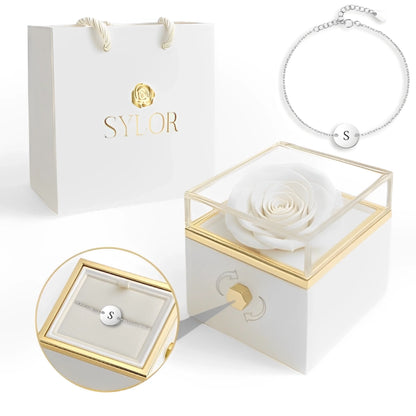 Boîte à roses véritables et bracelet Venchi