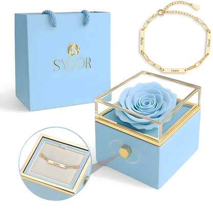 Real Rose Box & Linked Bracelet