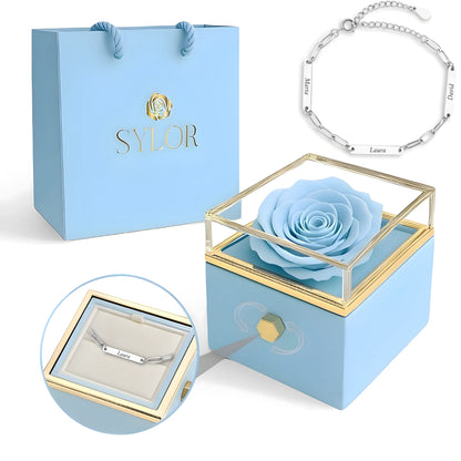 Real Rose Box & Linked Bracelet