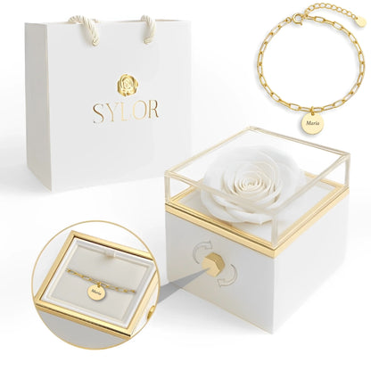 Coffret Roses Véritables &amp; Bracelet Diora
