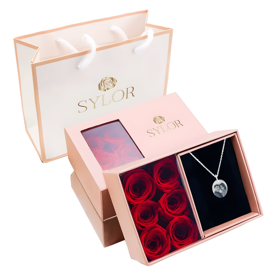 Box of Eternal Roses  Personalized Face Necklace