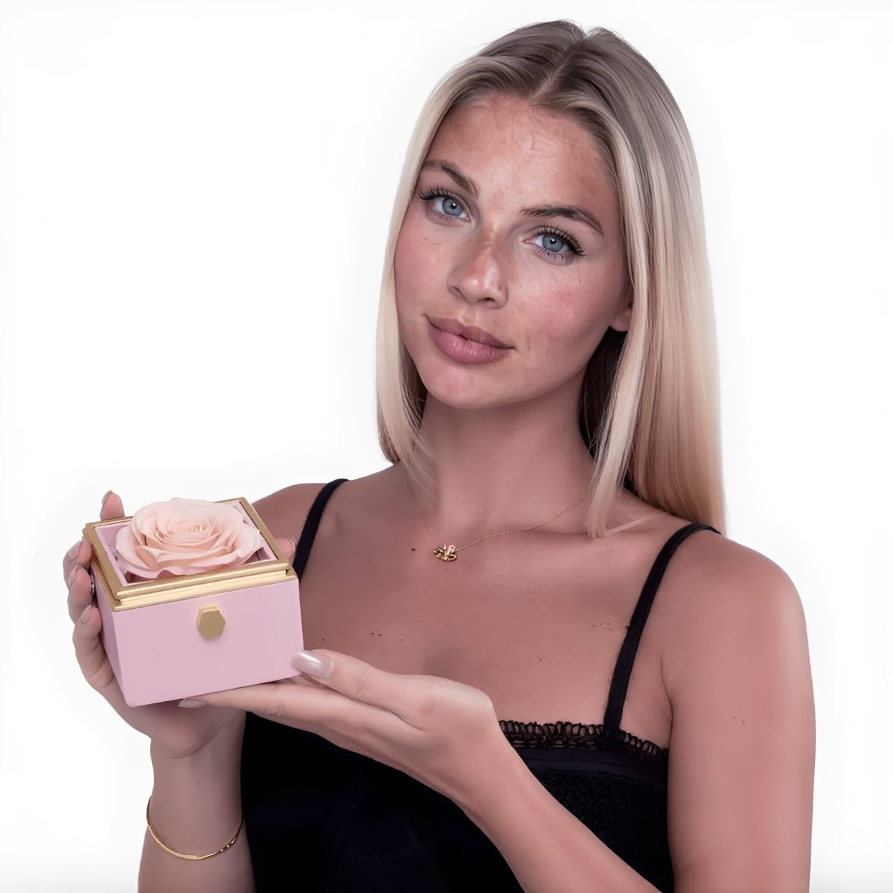 Real Rose Box & Personalized Necklace